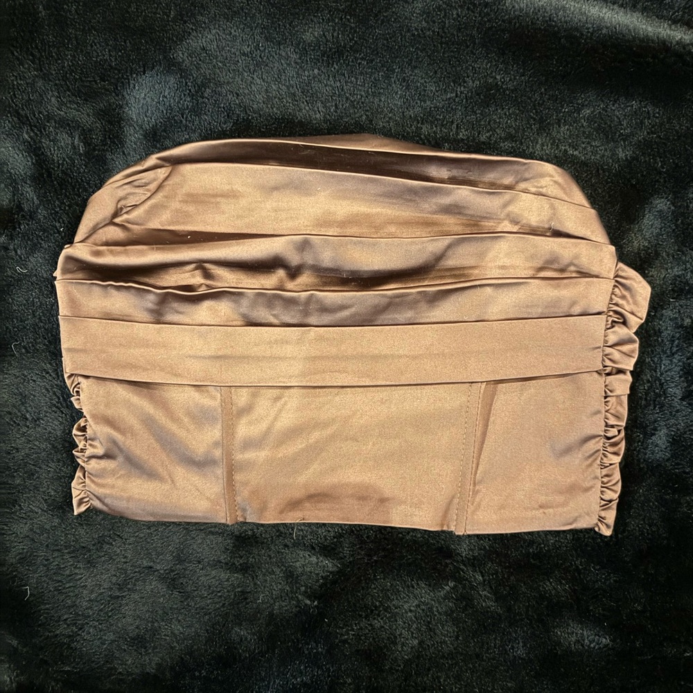 Brown satin sleeveless crop top